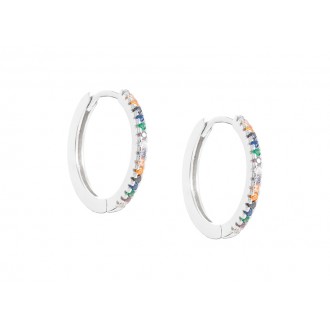 SILVER HOOPS WITH ZIRCON