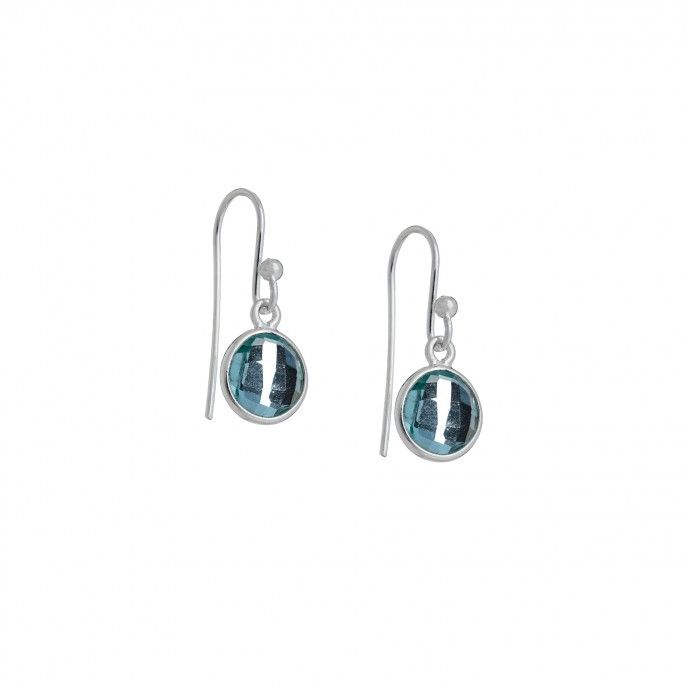 ROUND STONE SILVER EARRINGS