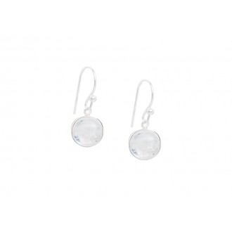 ROUND STONE SILVER EARRINGS