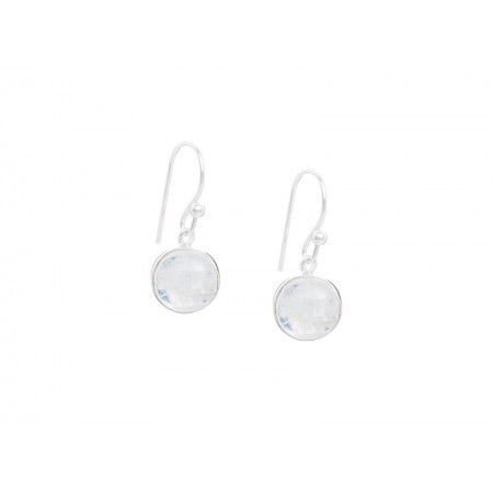 ROUND SILVER EARRINGS - MOONSTONE