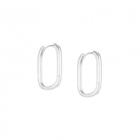 RECTANGULAR SILVER HOOPS