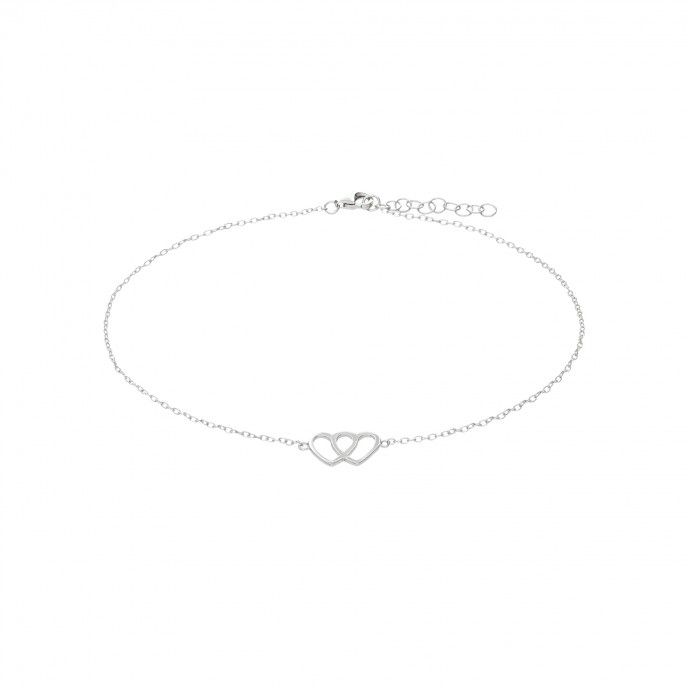 SILVER ANKLET WITH HEARTS