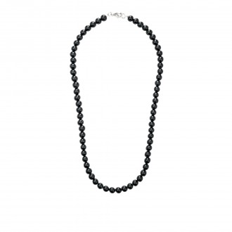 NECKLACE SILVER BEADS BLACK TOURMALINE
