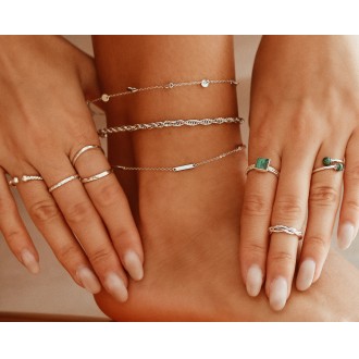 SILVER ANKLET WITH LINES