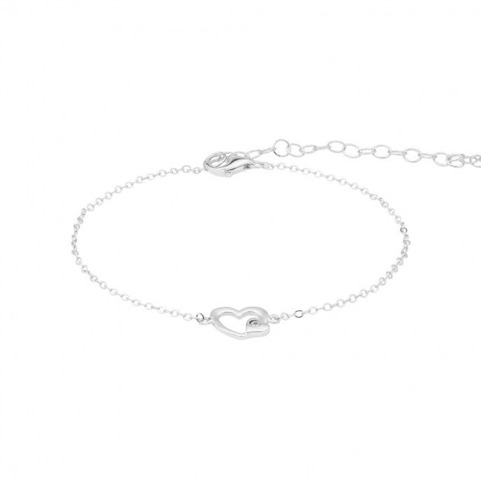 SILVER HEART BRACELET WITH MINI ZIRCON