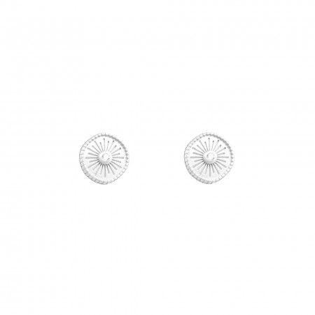 EARRINGS SILVER WHEEL WITH ZIRCON