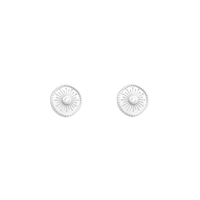 EARRINGS SILVER WHEEL WITH ZIRCON