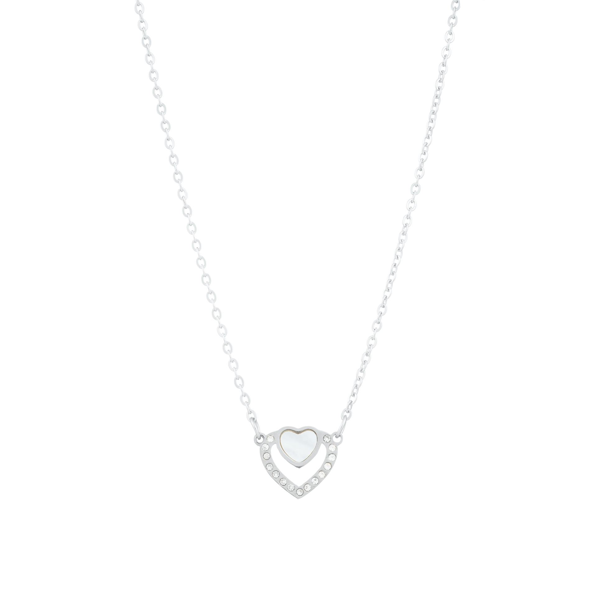 COLAR AÇO DOIS CORAÇÕES