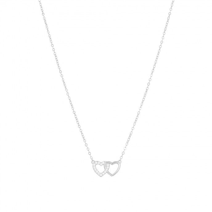 SILVER NECKLACE WITH HEARTS PENDANT