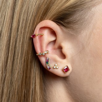 EAR CUFF BOLINHAS ZIRC�O RETANGULAR