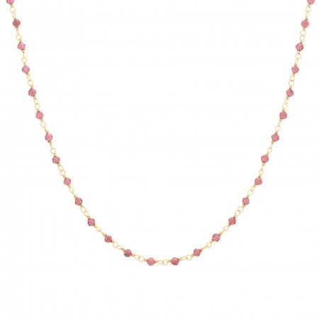 NECKLACE SILVER STONES 45CM - GARNET