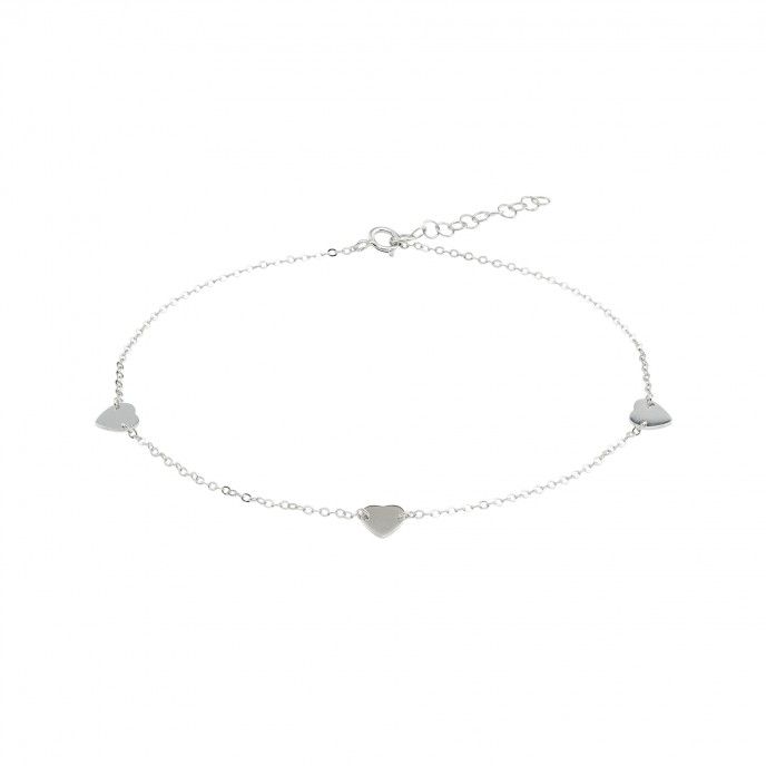 3 HEARTS SILVER ANKLET