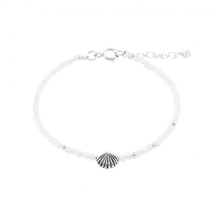 SHELL SILVER BRACELET - MOON STONE