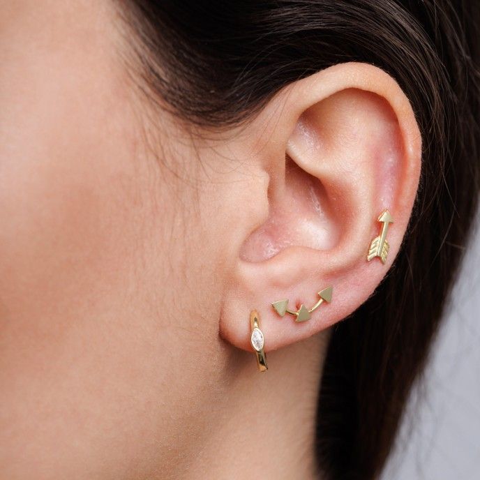 SILVER EARRING 3 TRIANGLES CURVE 12MM UNIT