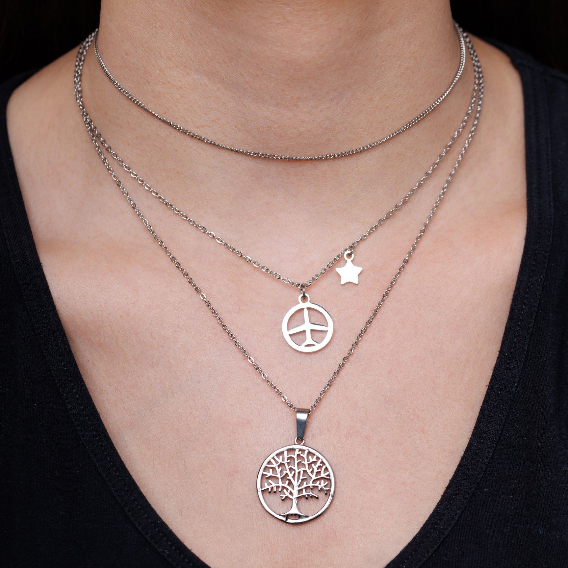 COLAR AÇO ÁRVORE DA VIDA