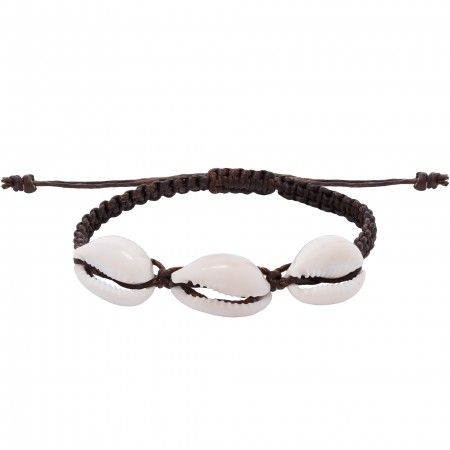 MACRAME BRACELET WITH 3 WHELK SHELLS