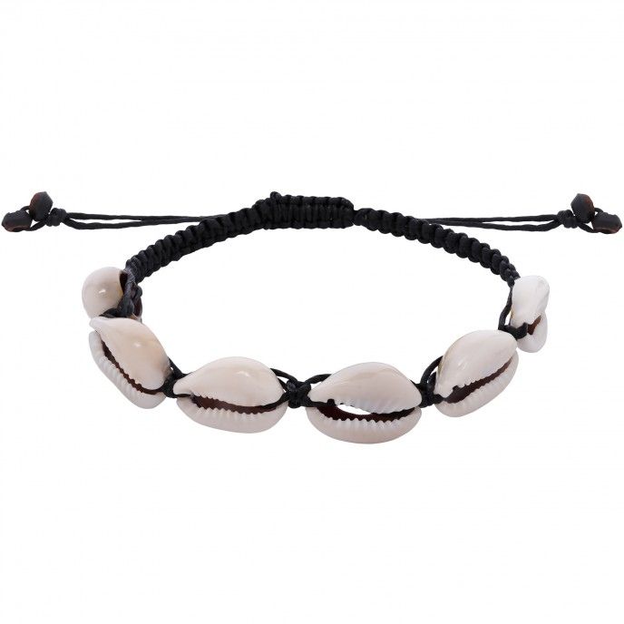 MACRAME ANKLET WITH 6 WHELK SHELLS