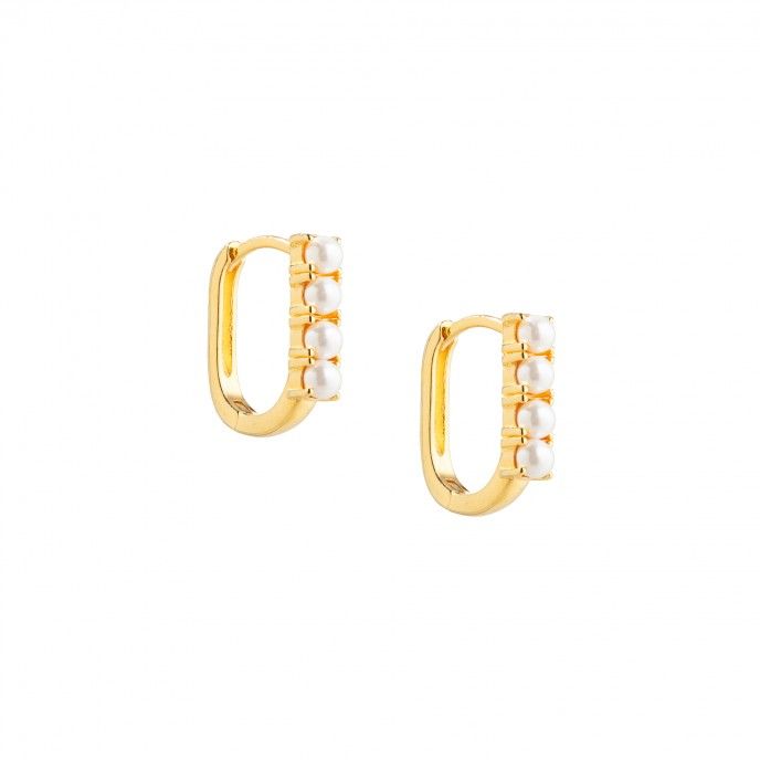 SILVER HOOPS WITH PEARLS