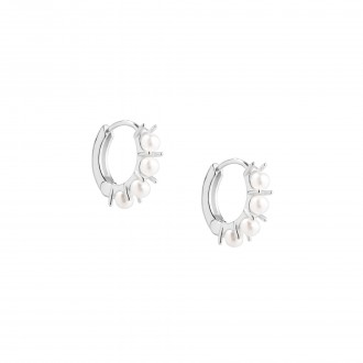 SILVER HOOPS WITH  PEARLS