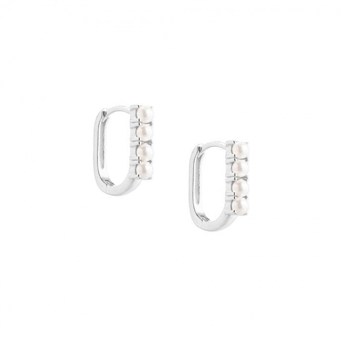 SILVER HOOPS WITH PEARLS