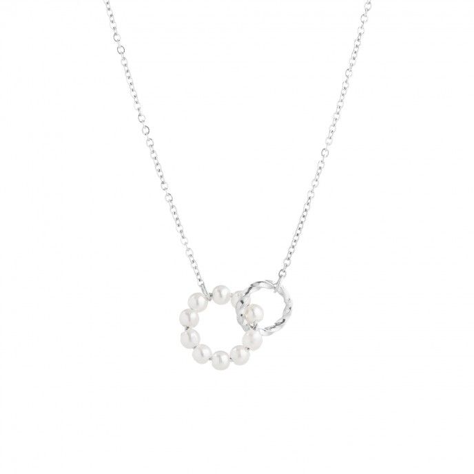 STEEL NECKLACE WITH PEARLS
