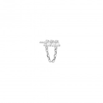 SILVER EARRING WITH CHAIN AND ZIRCONS