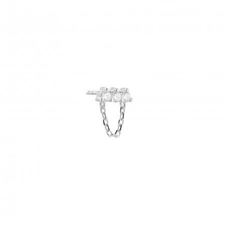 SILVER EARRING WITH CHAIN AND ZIRCONS