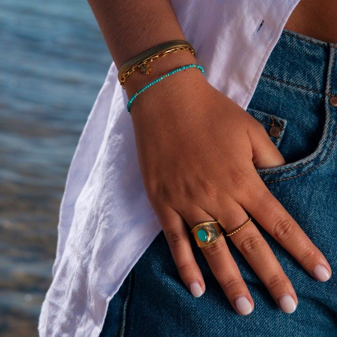STEEL RING WITH STONE