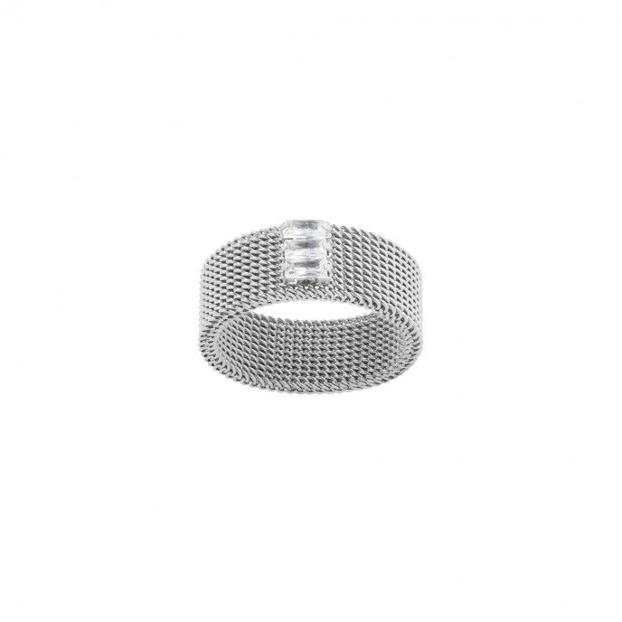 STEEL RING WITH ZIRCONS
