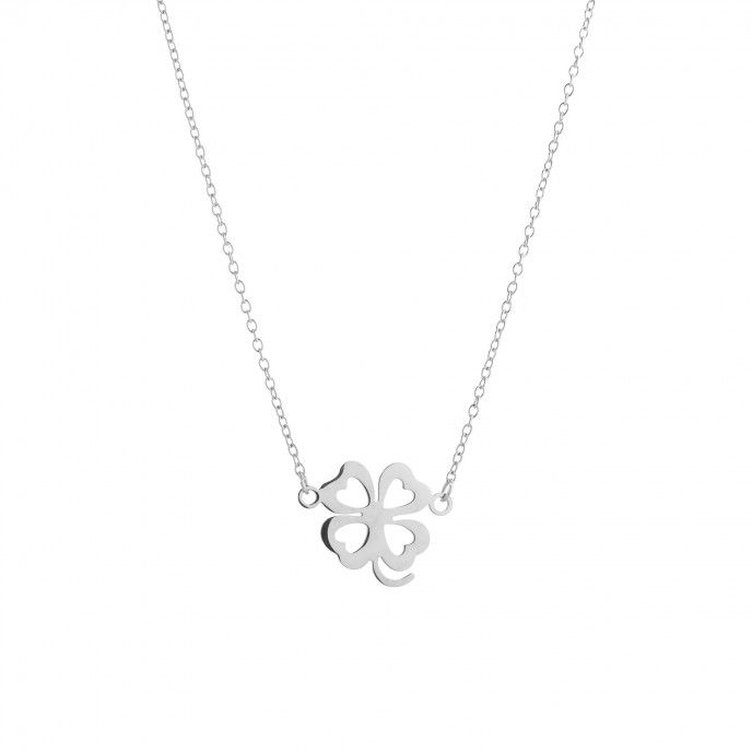 STEEL NECKLACE WITH CLOVER