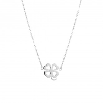 STEEL NECKLACE WITH CLOVER