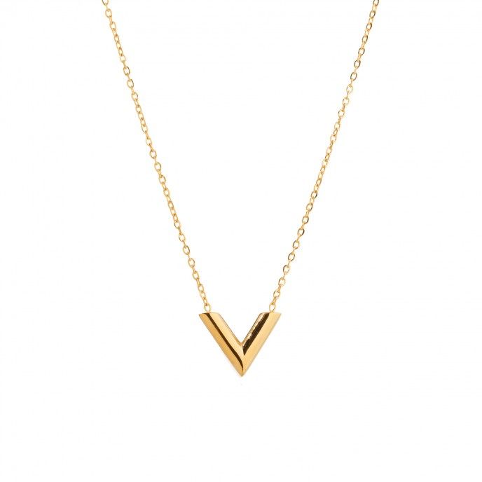 STEEL NECKLACE WITH GEOMETRIC PENDANT