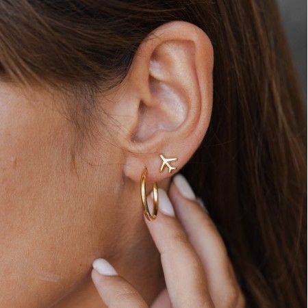 AIRPLANE SHAPED STEEL EARRINGS