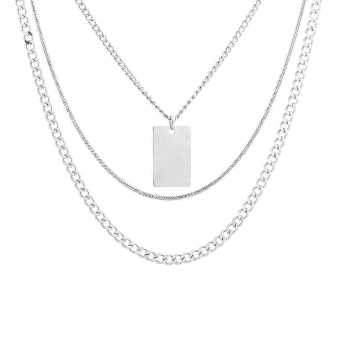 TRIPLE EFFECT STEEL NECKLACE