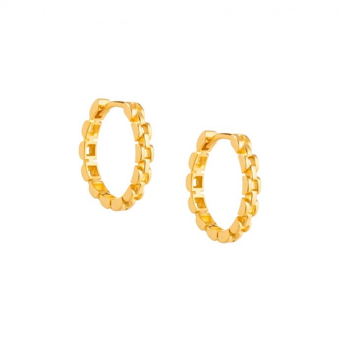 CHAIN EFFECT SILVER HOOPS