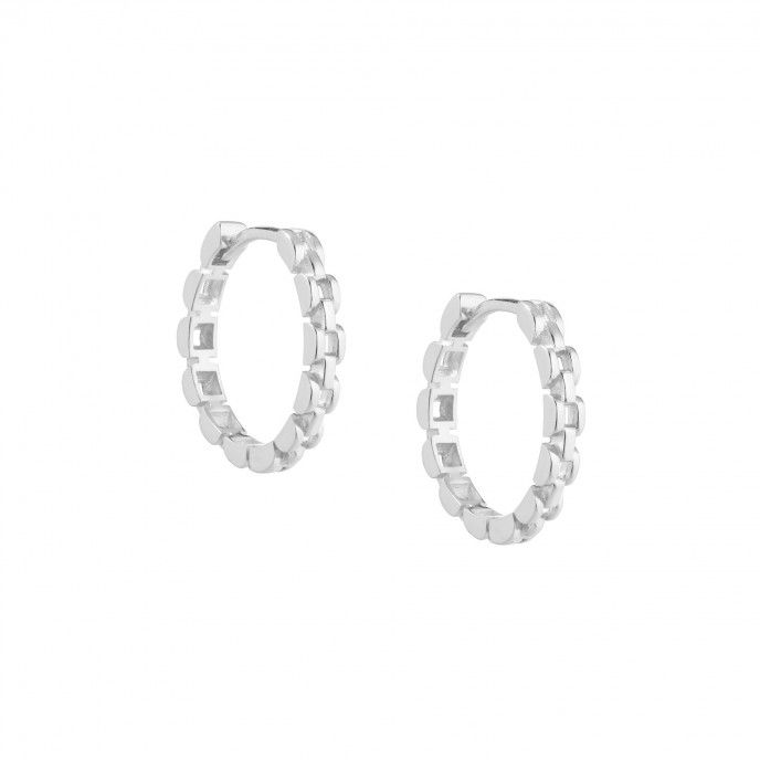 CHAIN EFFECT SILVER HOOPS