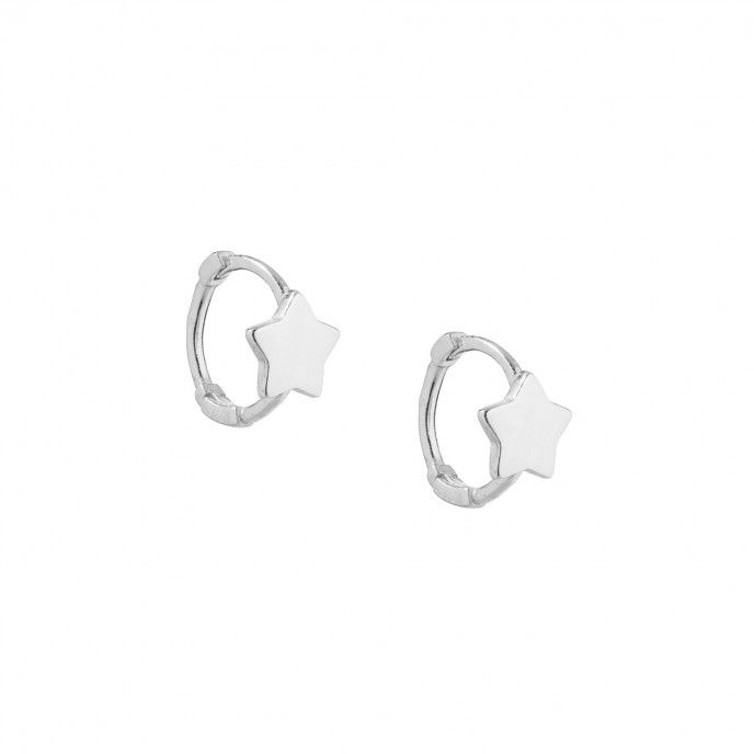 SILVER HOOPS WITH STAR