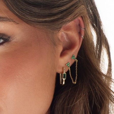 DOUBLE SILVER EARRING WITH CHAIN DOUBLE SILVER EARRING WITH CHAIN