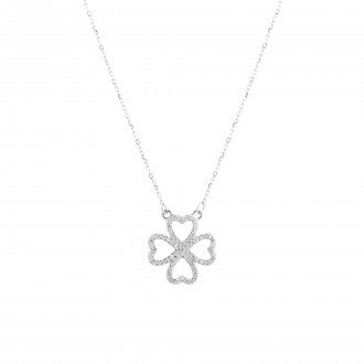 SILVER NECKALEC WITH CLOVER
