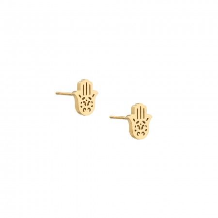 HAND OF FATIMA STEEL EARRINGS