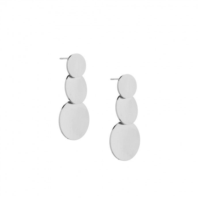 PENDIENTES LARGOS DE ACERO CON CRCULOS