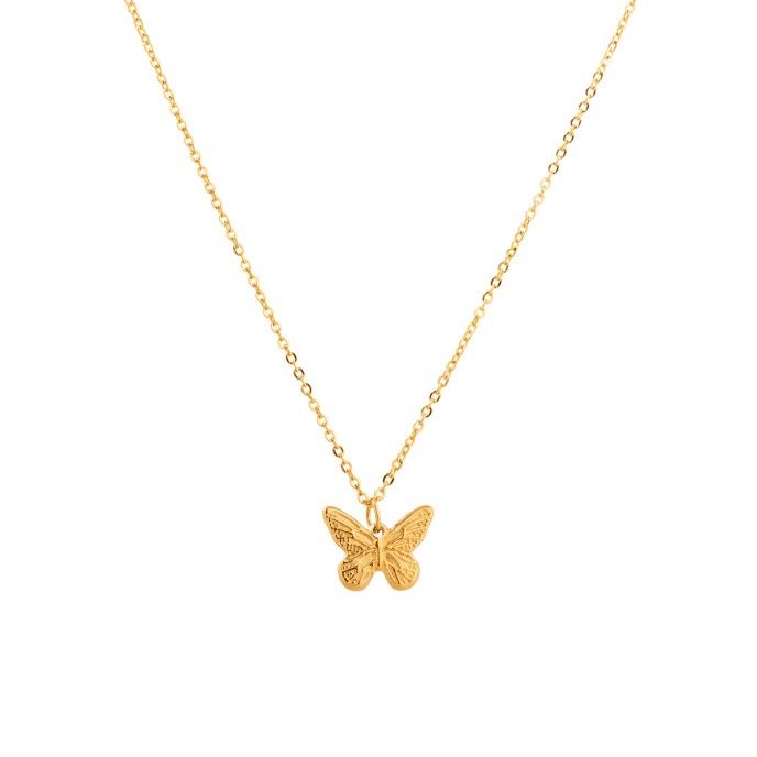COLLAR DE ACERO CON MARIPOSA