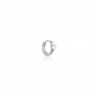SILVER HOOP WITH HEART