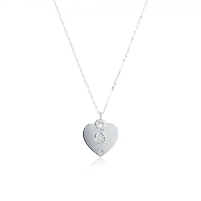 SILVER NECKLACE WITH HEART/INFINITE