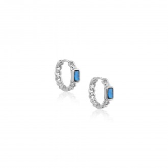 CHAIN SILVER HOOPS WITH ZIRCON