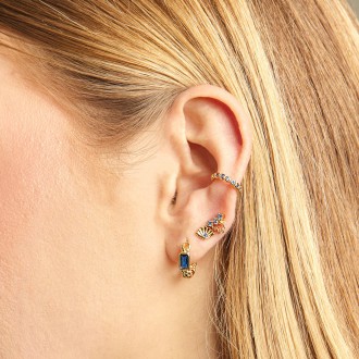 CHAIN SILVER HOOPS WITH ZIRCON