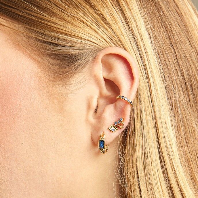 CHAIN SILVER HOOPS WITH ZIRCON