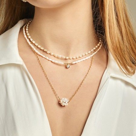 SILVER NECKLACE WITH PEARLS