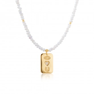 LUCK SILVER NECKLACE WITH PEARLS