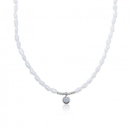 SILVER NECKLACE WITH PEARLS